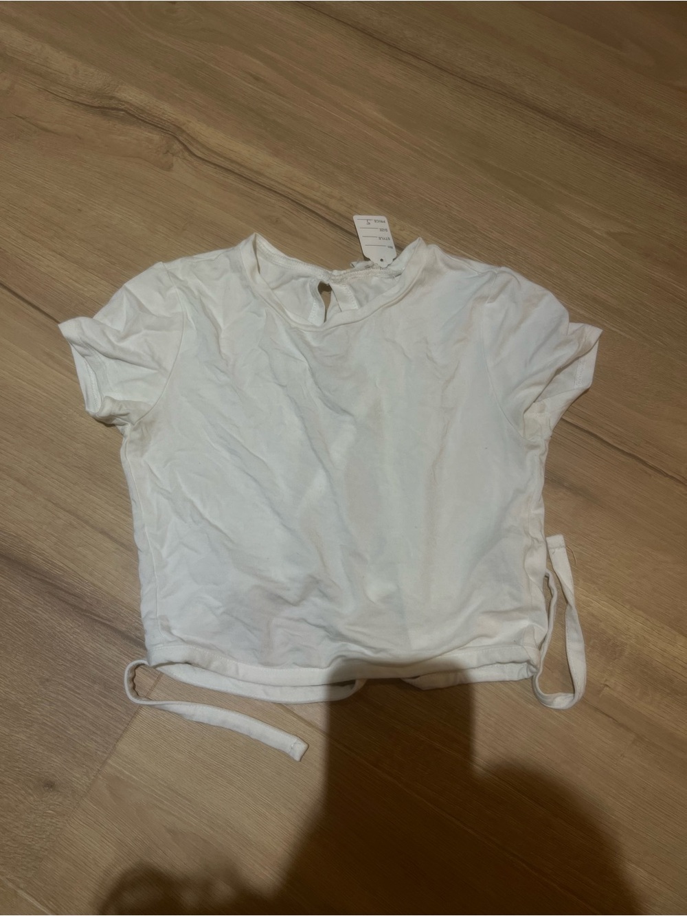 White Kids Short Sleeve Tie-Hem Top